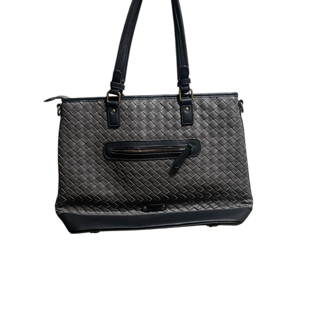 Simply Noelle Elegant Black Woven Tote Bag